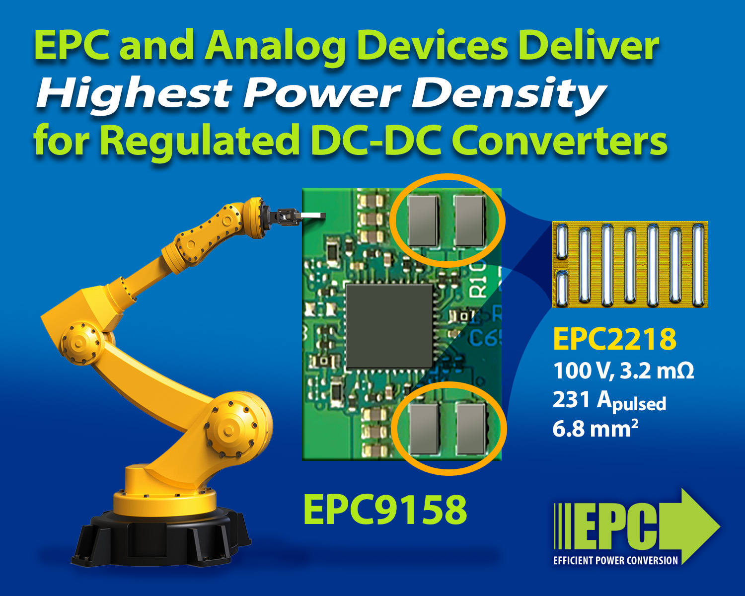 Highest Power Density for Regulated DC-DC Converters Achieved Using EPC GaN FETs and Analog Devices Controller